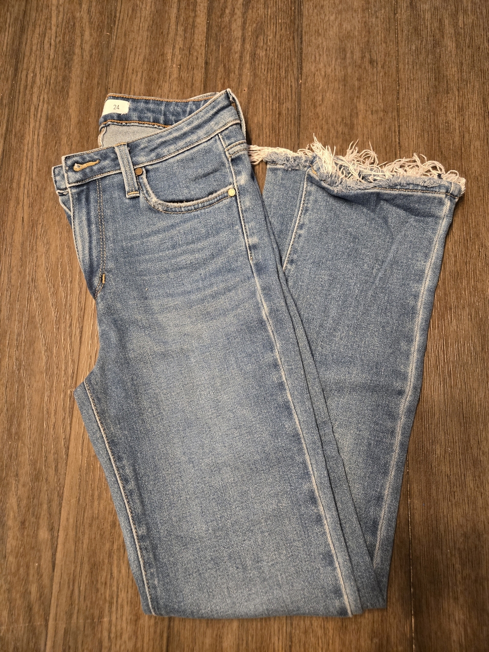 "Just Black" Light Blue Cropped Frayed Hem Jeans